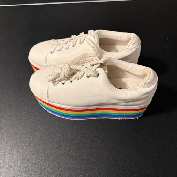 Hot Topic White Rainbow Platform Sneakers Women's Size 8 Pride Festival Y2K Goth - Picture 8 of 8